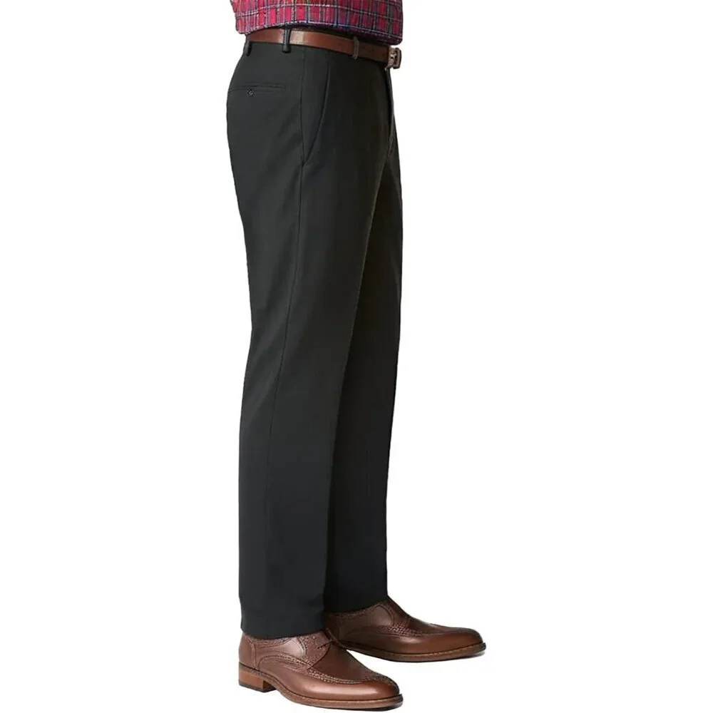 Men's Classic Fit Flat Front Dress Pants Expandable Waist Wrinkle Free Suit Pant
